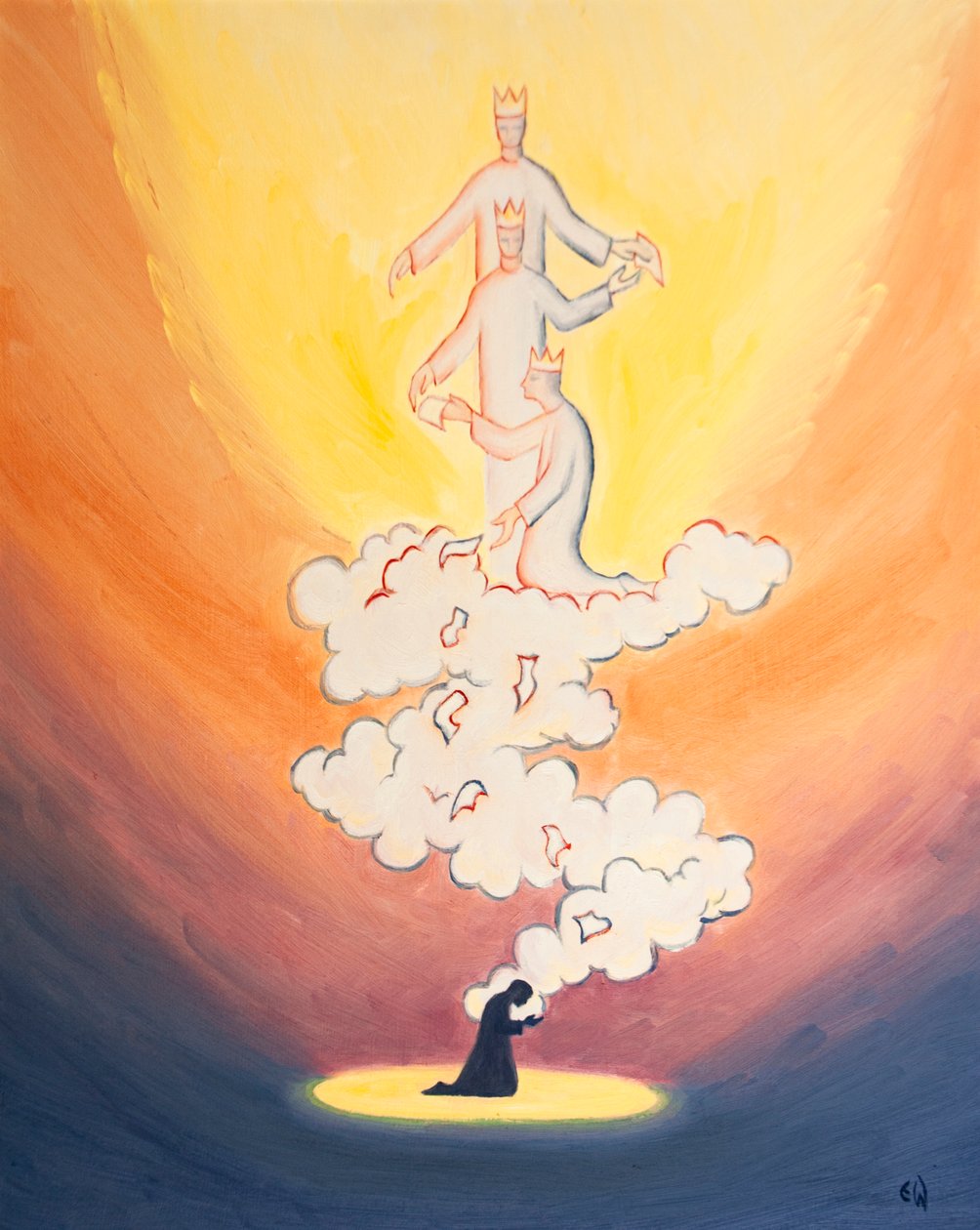 Our prayers for others rise up like letters carried on a cloud of incense to the floor of Heaven, to God the Holy Trinity, bearing all the names of our dear ones by Elizabeth Wang