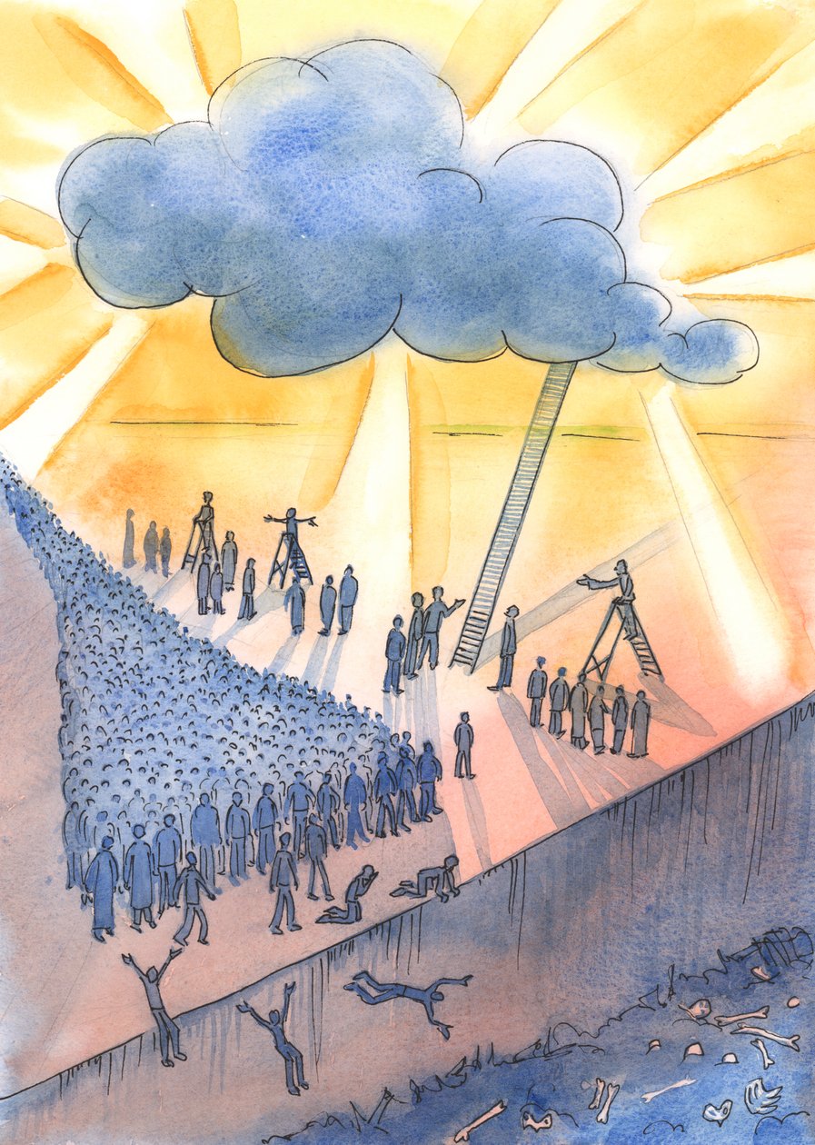 People are making their way towards death and perhaps Hell by Elizabeth Wang