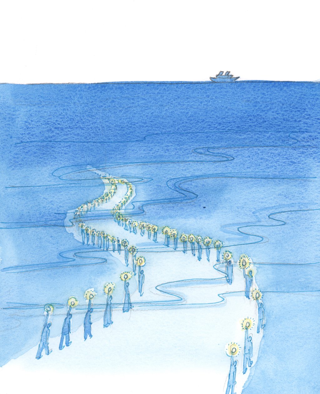 People who die whilst praying (like those who died praying the Rosary on the Titanic) are marching along a road which seems to lead to darkness by Elizabeth Wang