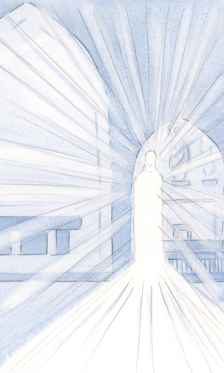 The Light of Christ in the Blessed Sacrament pours out its Radiance within our Church, and upon the whole world by Elizabeth Wang