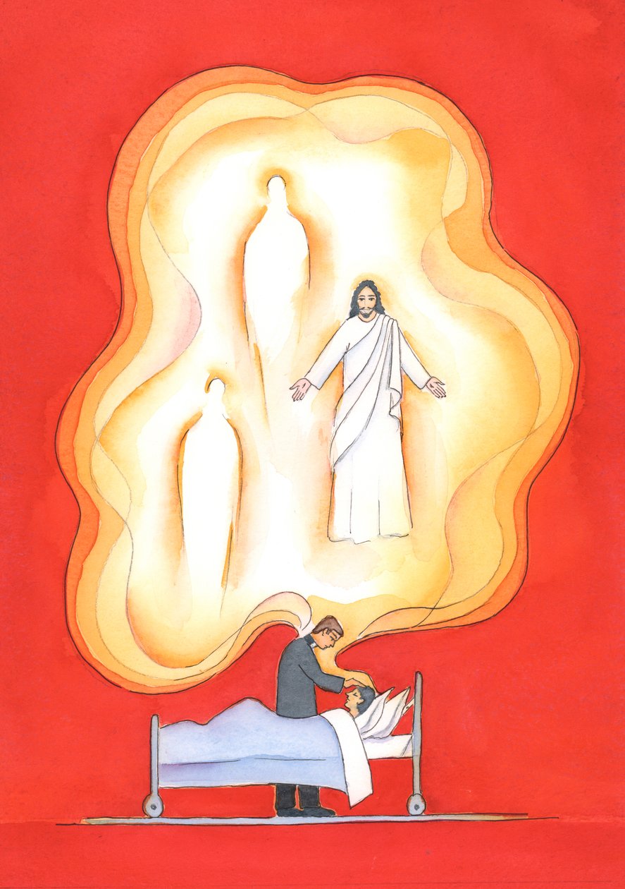 The blessings given in the sacrament of the sick are gifts from the Holy Trinity, bringing a renewed sharing in the life of the Holy Trinity, with forgiveness, peace, and many other gifts by Elizabeth Wang