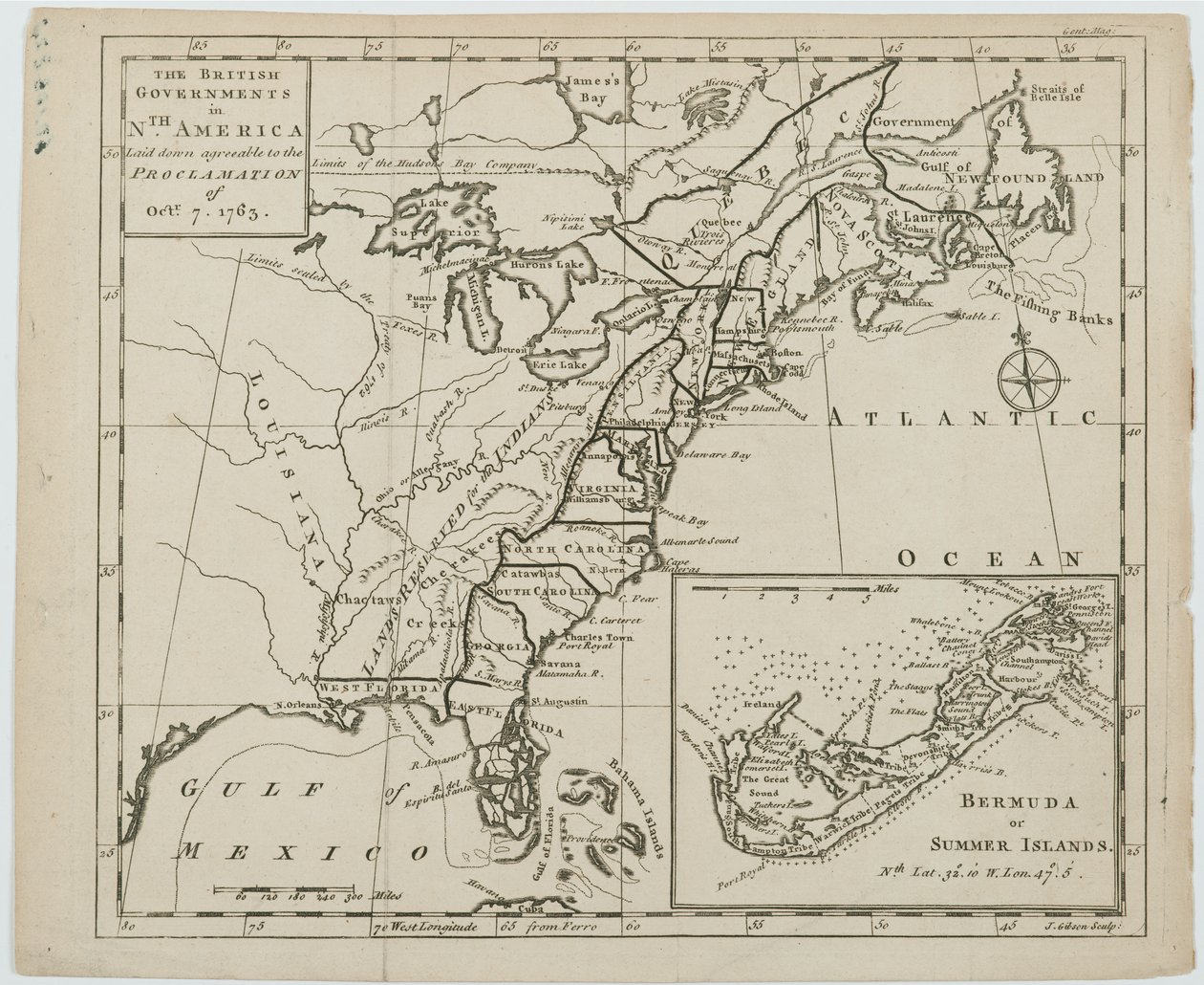 Map of The British Governments in North America, engraved by J. Gibson by Emanuel Bowen