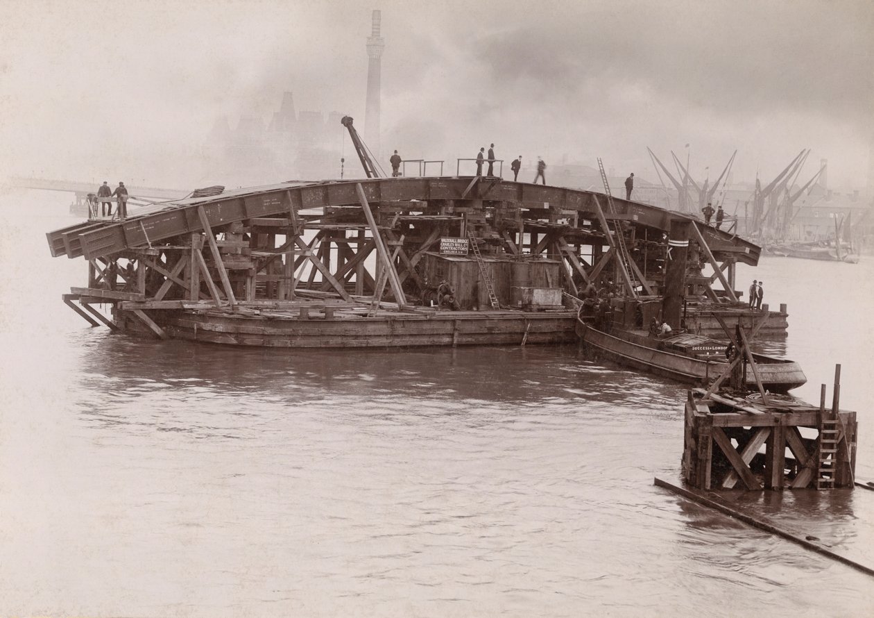 Construction of Vauxhall Bridge, London by Emberson and Sons