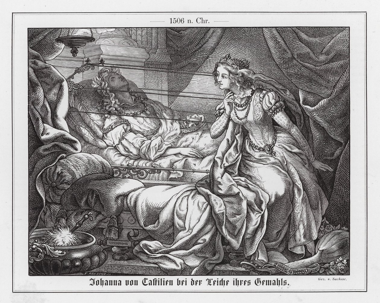 Joanna of Castile with the Body of Her Husband by Emil Eugen Sachsse