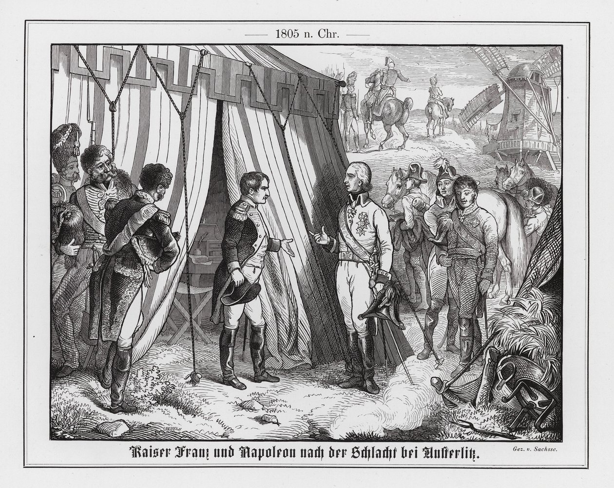 Meeting of Napoleon and Emperor Francis II of Austria after the Battle of Austerlitz by Emil Eugen Sachsse