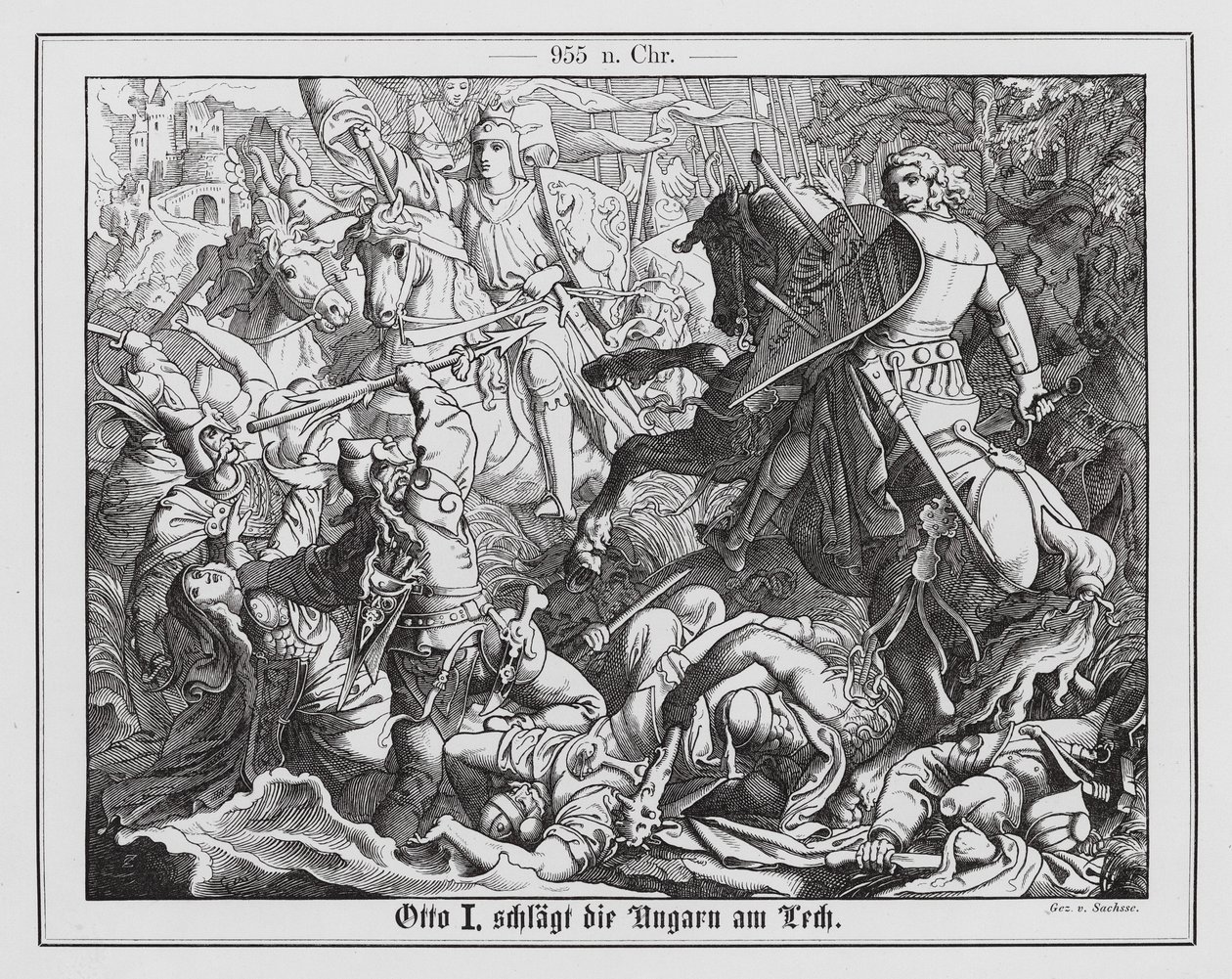 Otto I of Germany Defeating the Magyars at the Battle of Lechfeld, 955 by Emil Eugen Sachsse