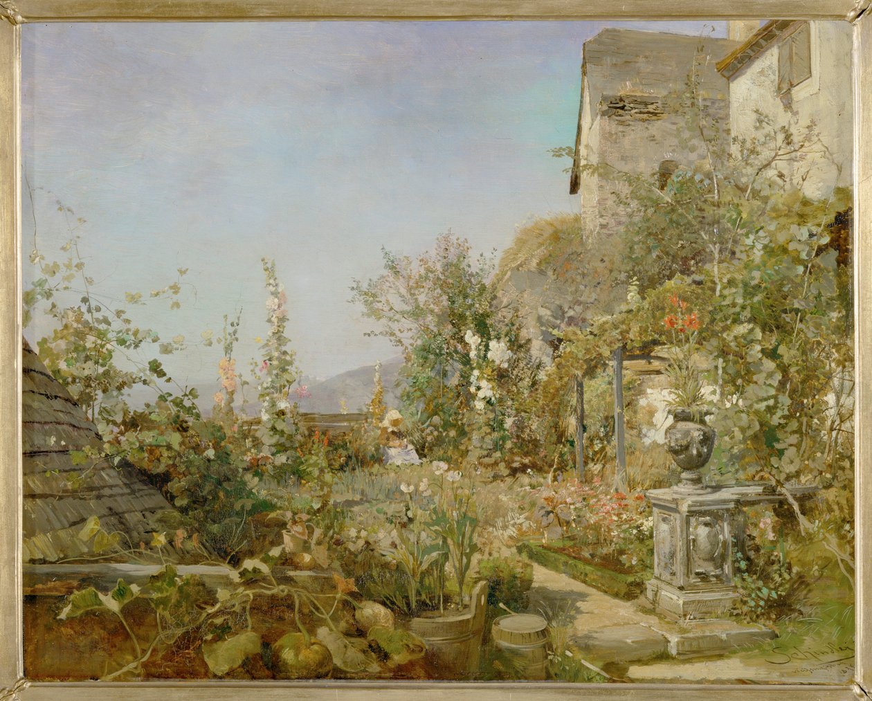 Garden with Flowers in Weissenkirchen by Emil Jakob Schindler