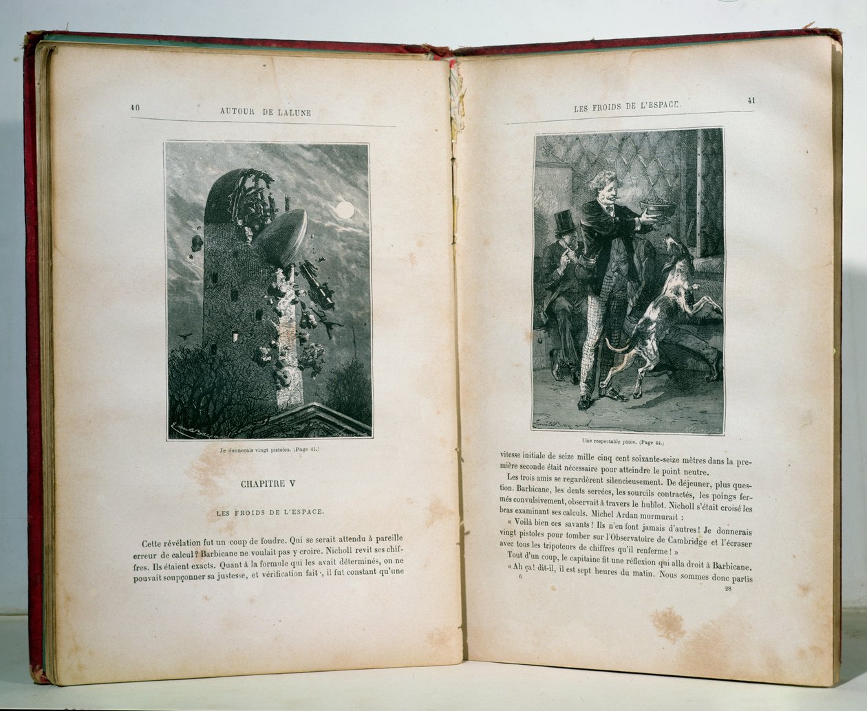 Illustrations from Round the Moon by Jules Verne, editions Hetzel by Emile Antoine Bayard