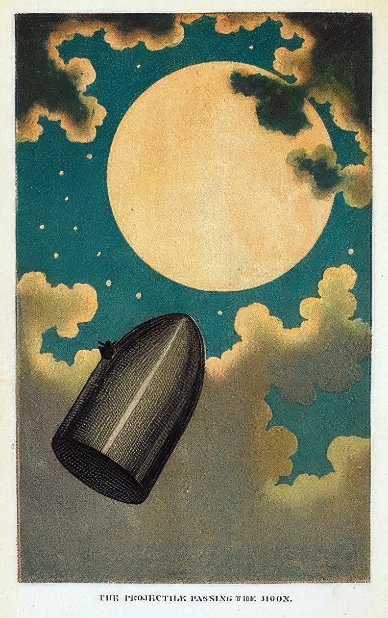 Illustration for the Book From the Earth to the Moon by Jules Verne. 1877 by Emile Antoine Bayard