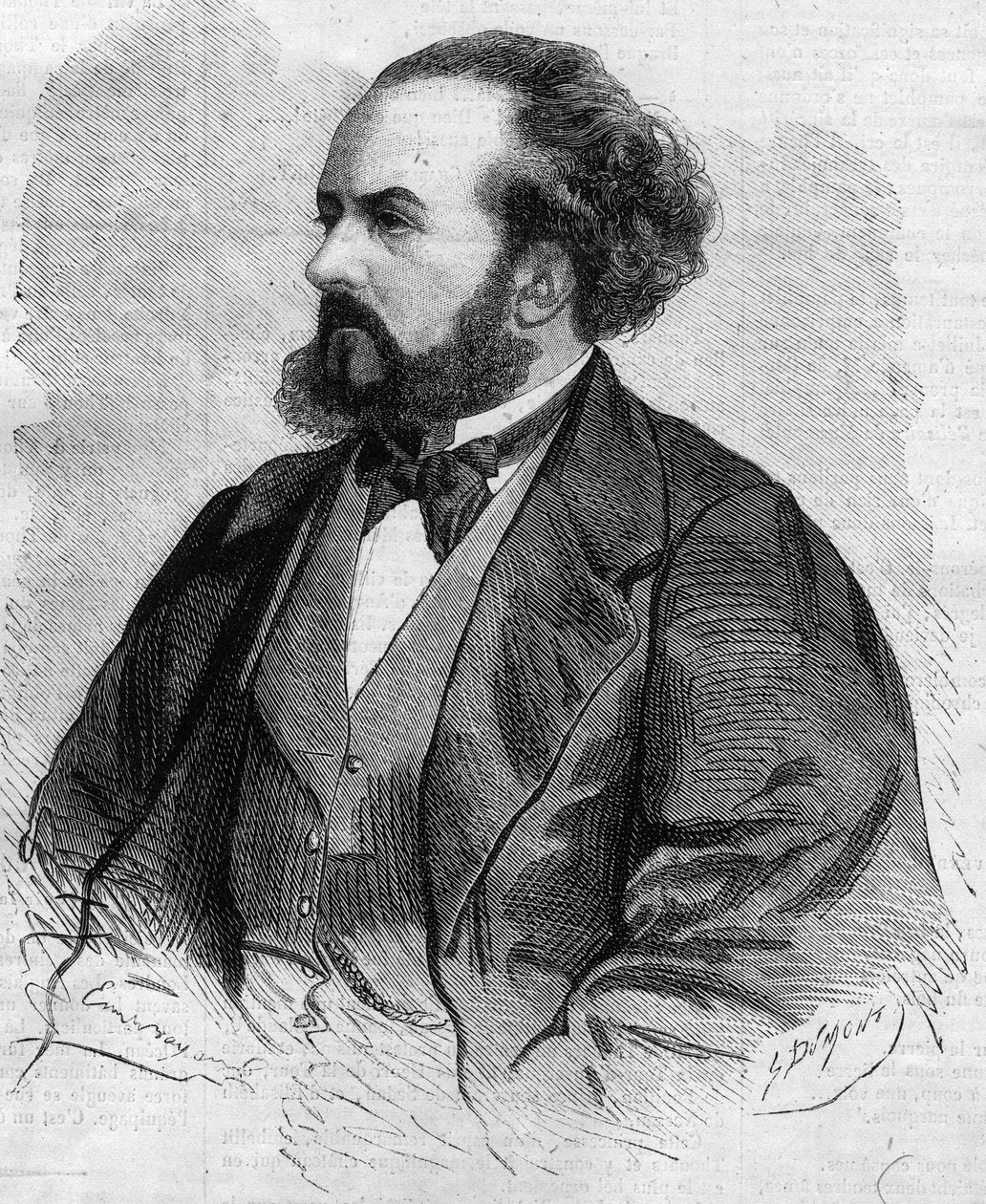 Portrait of Gustave Hippolyte Roger (1815-1879), French tenor - drawing by Emile Bayard by Emile Antoine Bayard