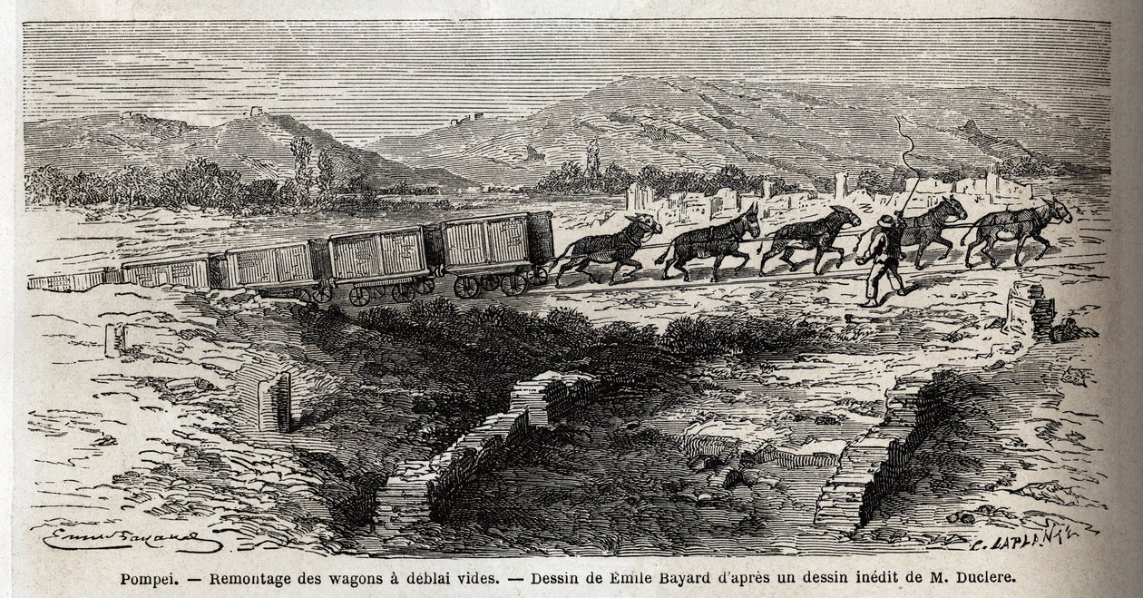 Reassembly of Empty Wagons During the Excavations of 1864 at Pompei by Emile Antoine Bayard