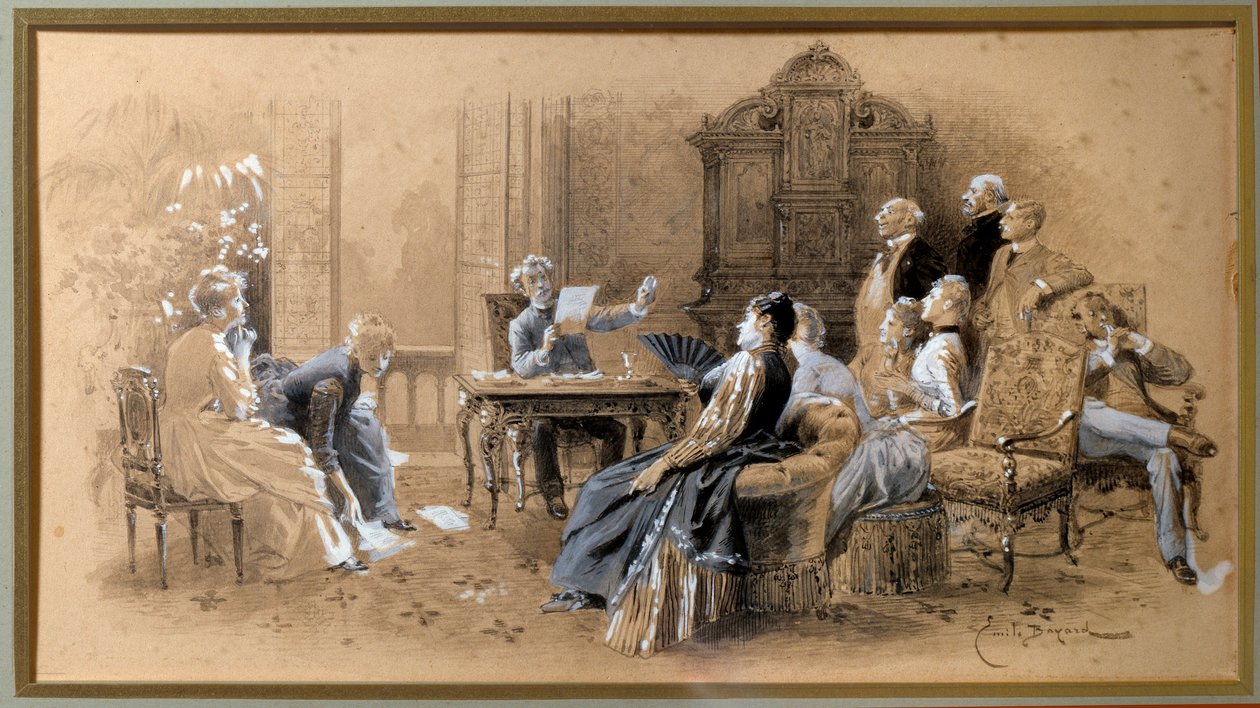 Writer Alexandre Dumas Jr. reading his works by Emile Antoine Bayard
