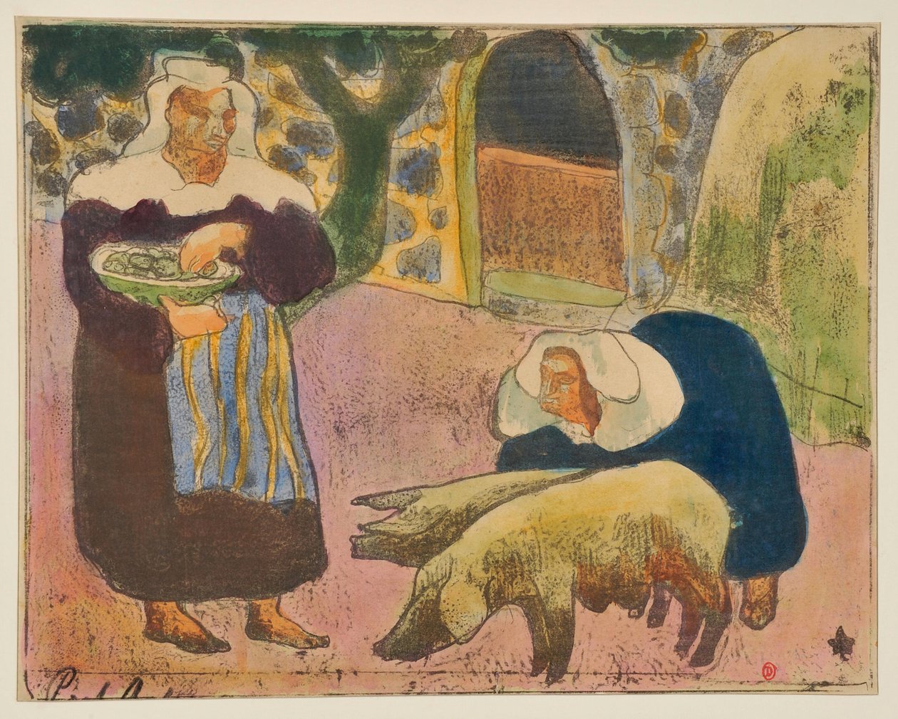 Breton Women Feeding the Pigs by Emile Bernard