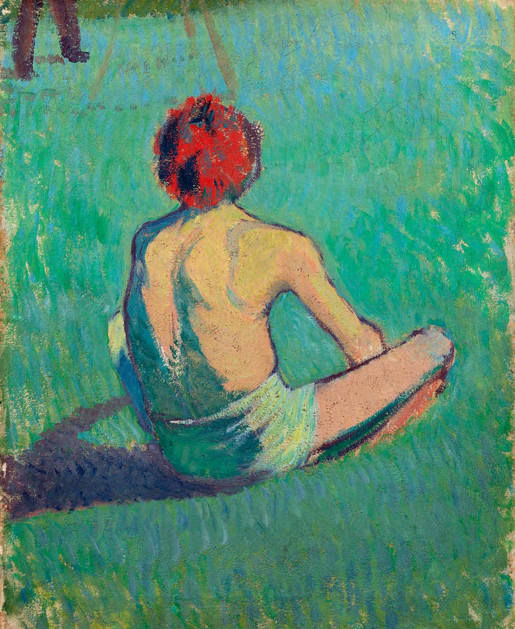 Boy sitting in the grass by Emile Bernard