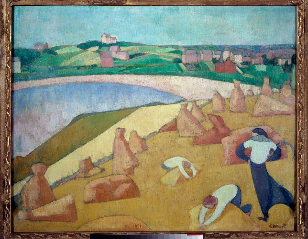 Harvest by the Sea, Saint Briac sur Mer in 1891 by Emile Bernard