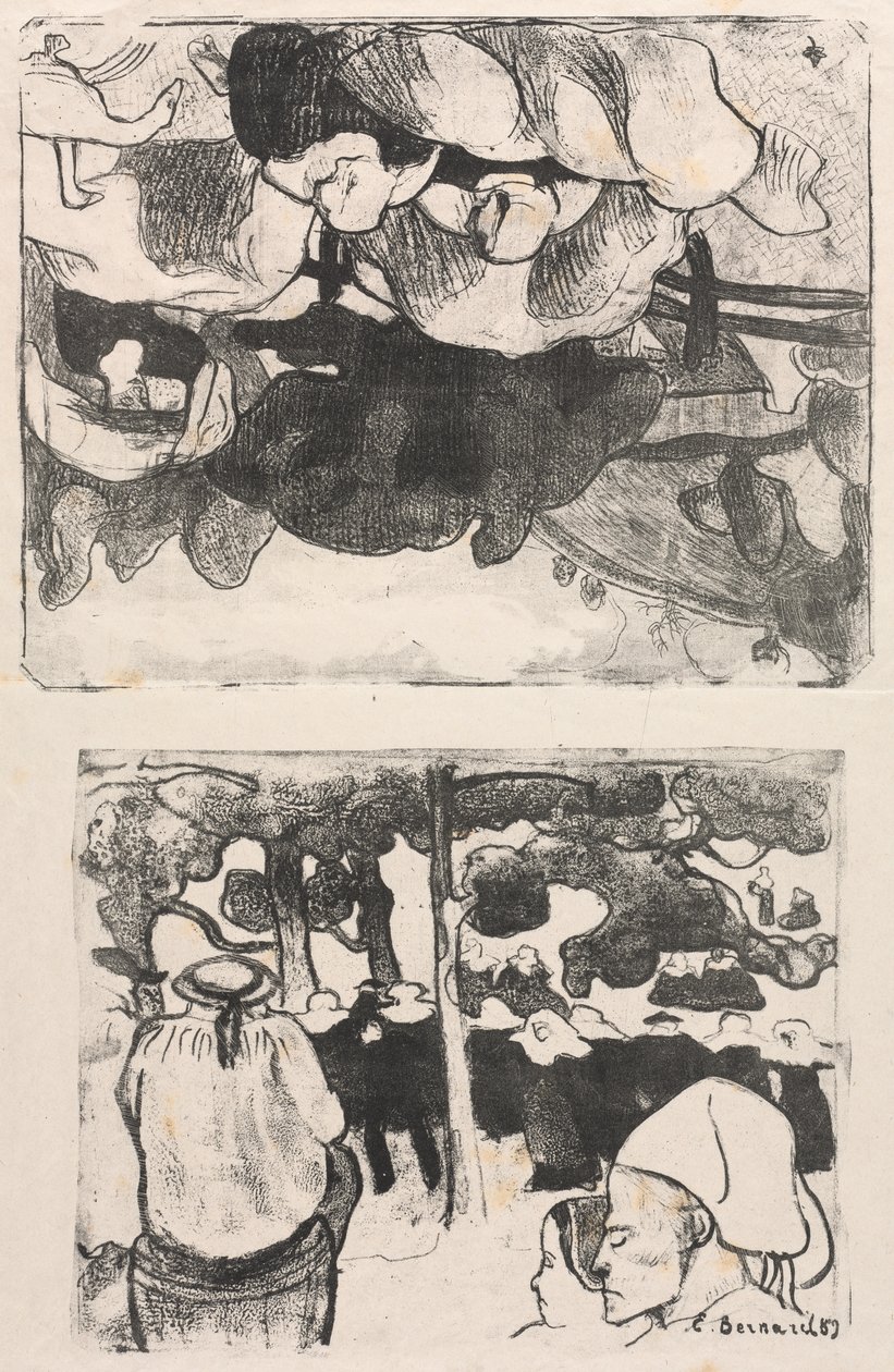 Les Bretonneries: Breton Women Making Haystacks and Wedding in Brittany by Emile Bernard