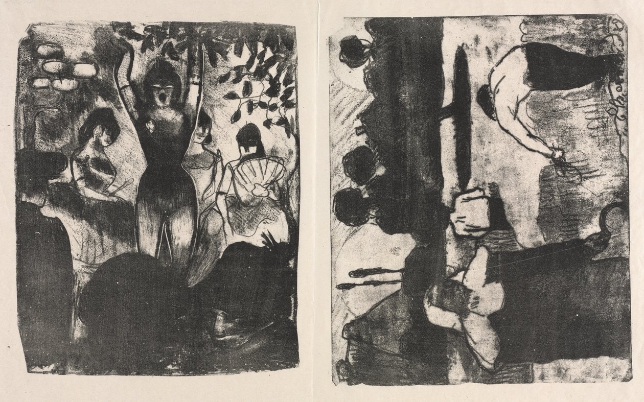 Singer at the Café-Concert and The Harvesters by Emile Bernard