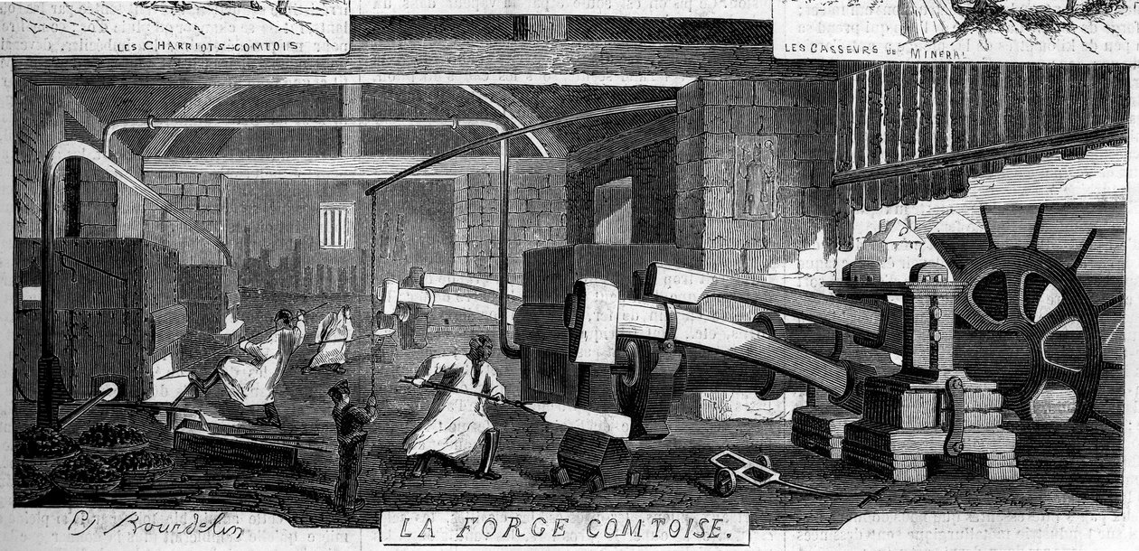 Forges de la Franche Comté: internal view of the factory of Rans, Jura (39) by Emile Bourdelin