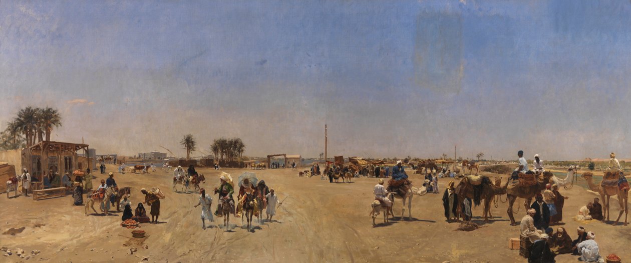 The Qasr al-Nil Bridge at Cairo by Emile Charles Wauters