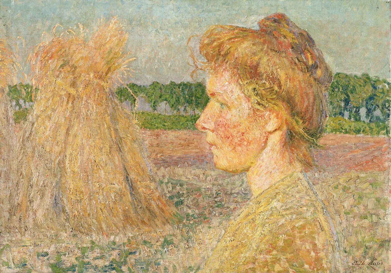 Profile of a Woman and Sheaves of Corn by Emile Claus