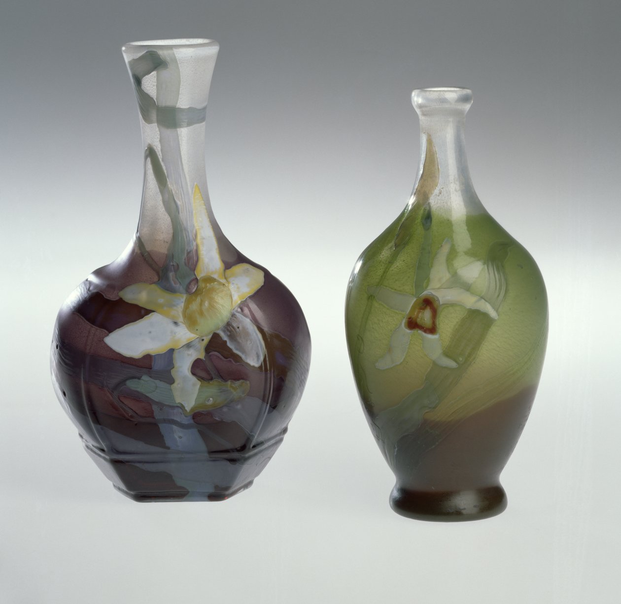 Marqueterie sur Verre and Engraved Vase c.1900 by Emile Galle