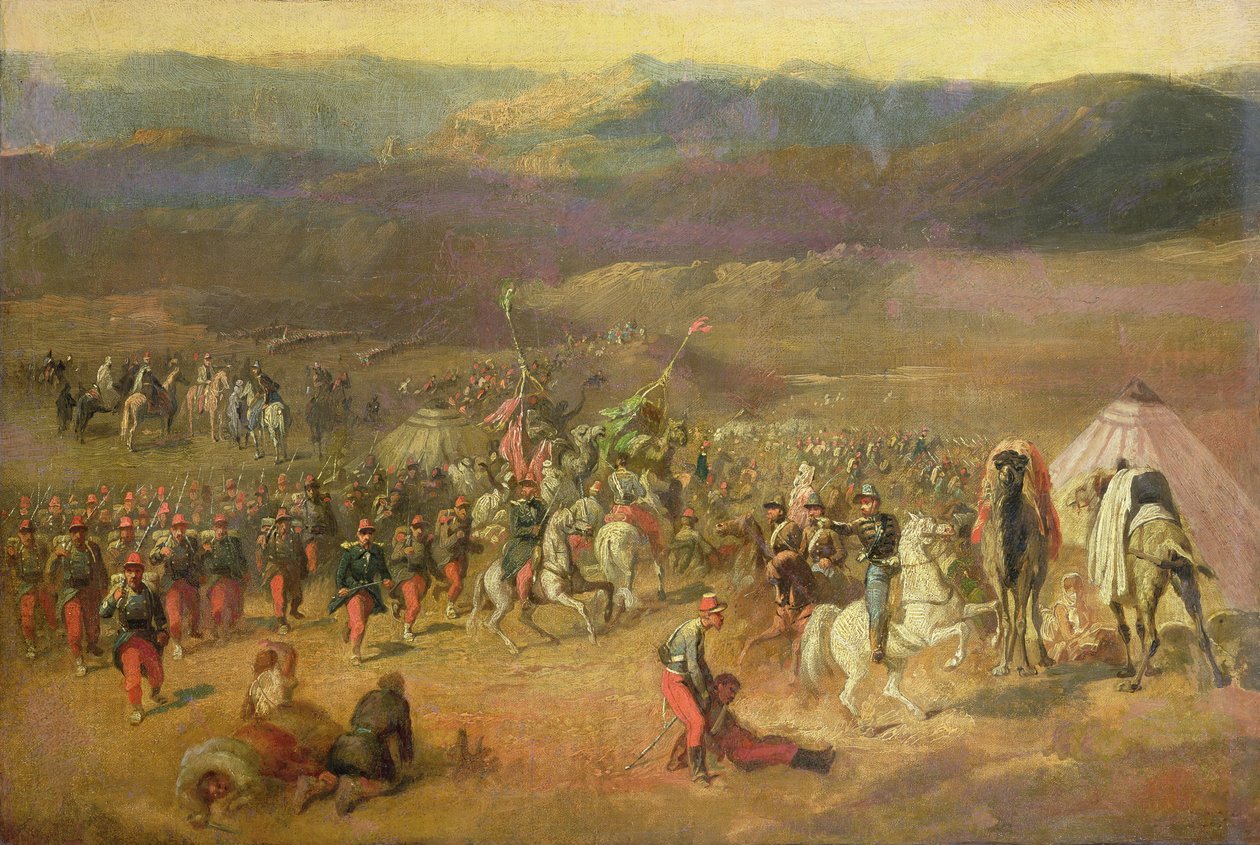 The Capture of the Retinue of Abd-el-Kader (1808-83) or, The Battle of Isly on August 14th, 1844, 1844-63 by Emile Jean Horace Vernet
