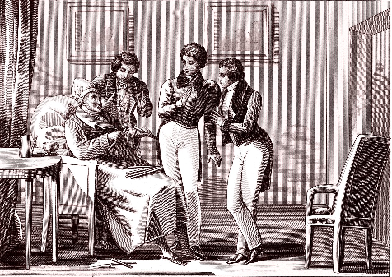 The old man and the sons, Fable by La Fontaine by Emile Joseph Alexandre Gouget