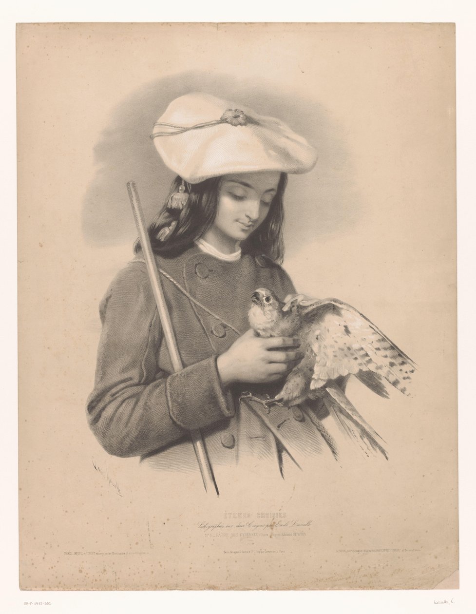 Shepherd from the Pyrenees with a Falcon in His Hands by Emile Lassalle