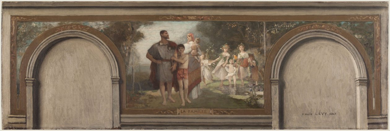 Sketch for the Salon en Hemicycle in the 16th Arrondissement: The Family by Emile Levy