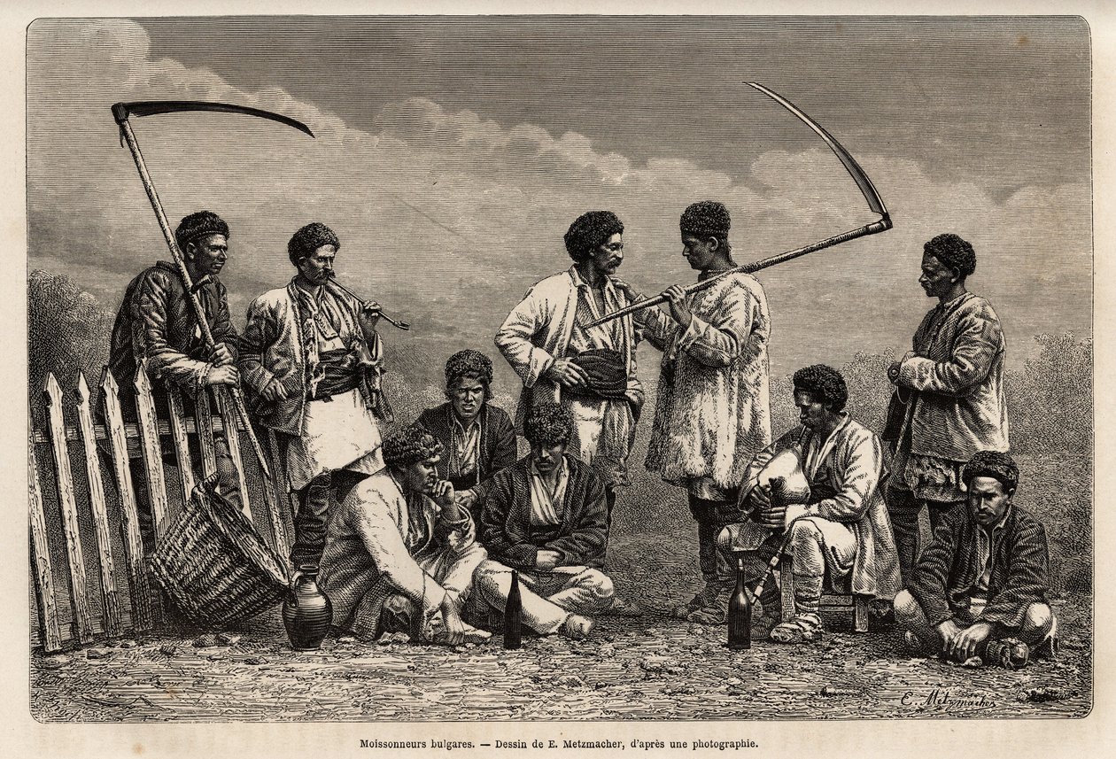 The Bulgarian harvesters during their break by Emile Pierre Metzmacher