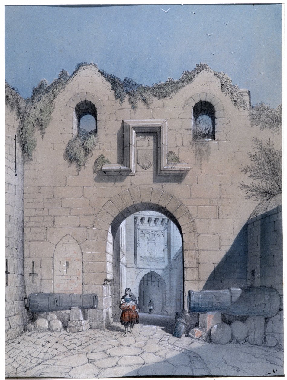 View of the Boulevard Gate, Mont Saint Michel by Emile Sagot