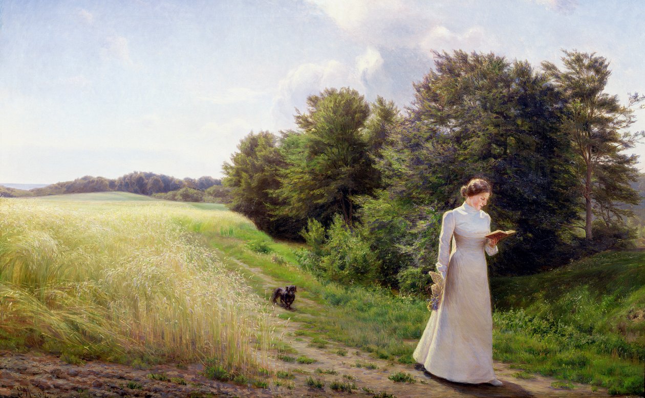 Lady in White Reading by Emilie Caroline Mundt