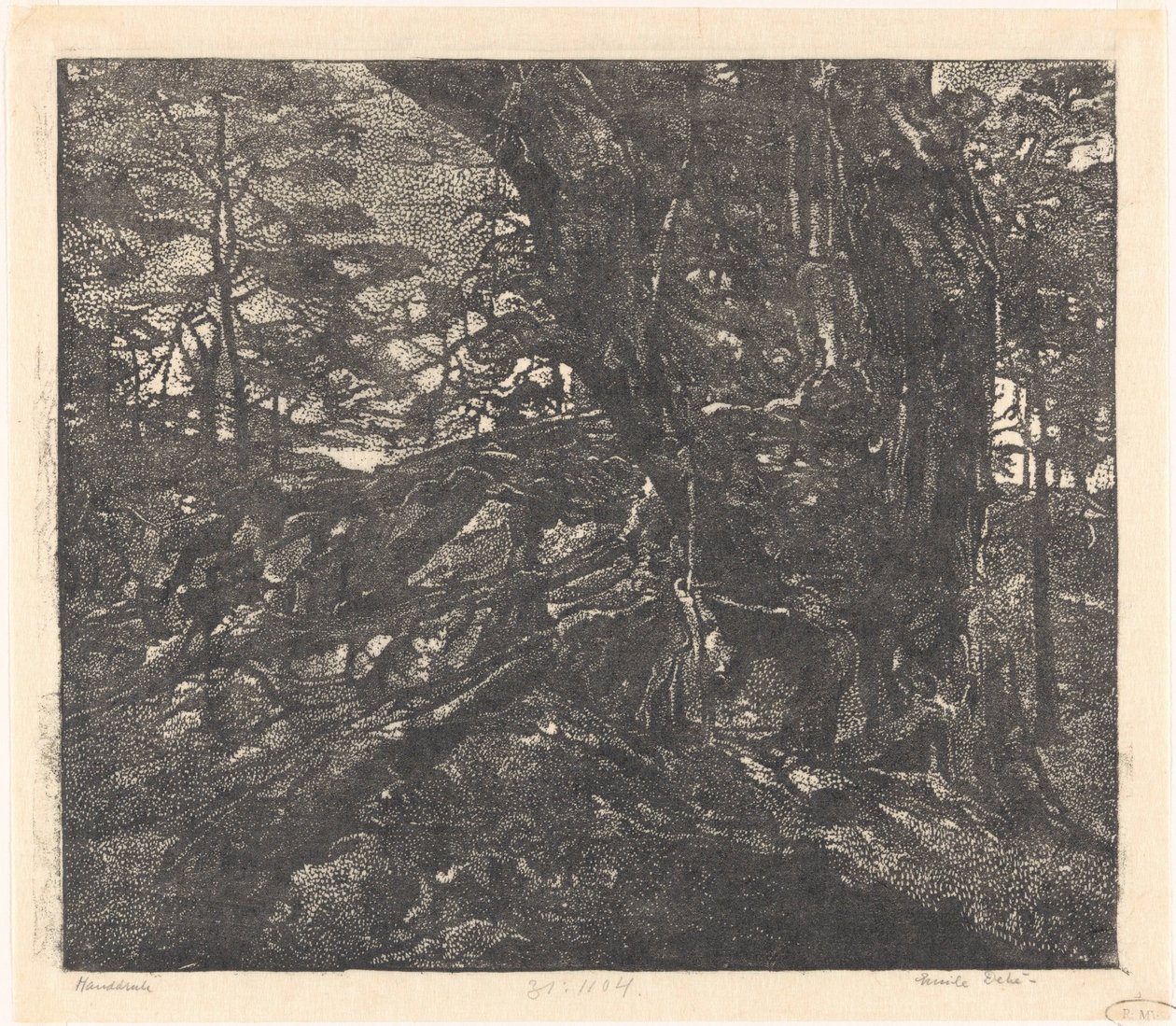 Trees on a Dune Edge Between Egmond and Bergen by Emilius Wilhelmus Dehé (signed by artist)