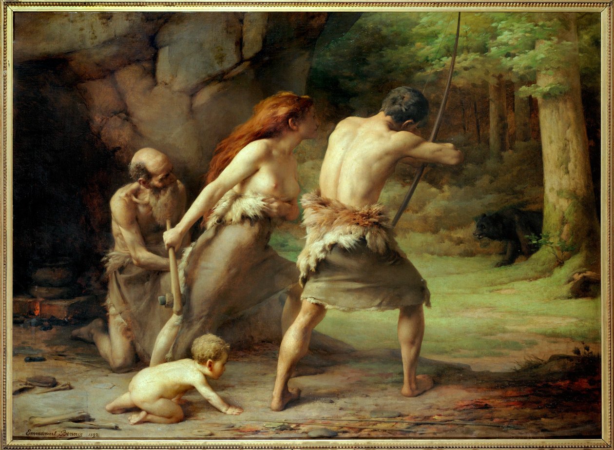 Prehistoric Men Hunting a Bear by Emmanuel Benner