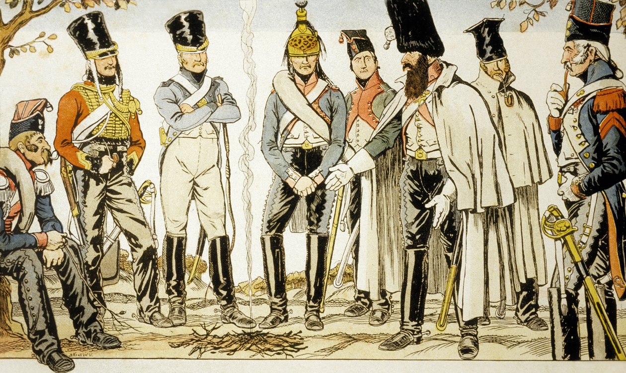 Armee Francaise 1810 from left to right horse-leger lancier Houzard-rider Dutrain Dragon by Emmanuel Poire Caran D