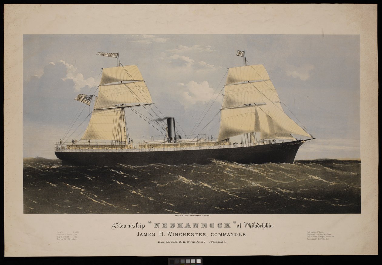 Steamship Neshannock of Philadelphia. James H Winchester, Commander. E A Souder & Company, Owners by Endicott Endicott
