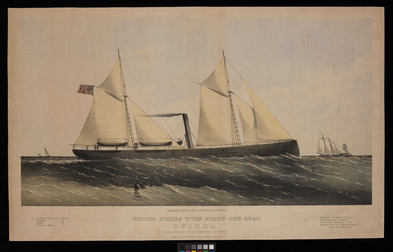 United States Twin Screw Gun Boat. Spirea. Built by Saml H Pouk Fairhaven Conn. 1864 by Endicott Endicott