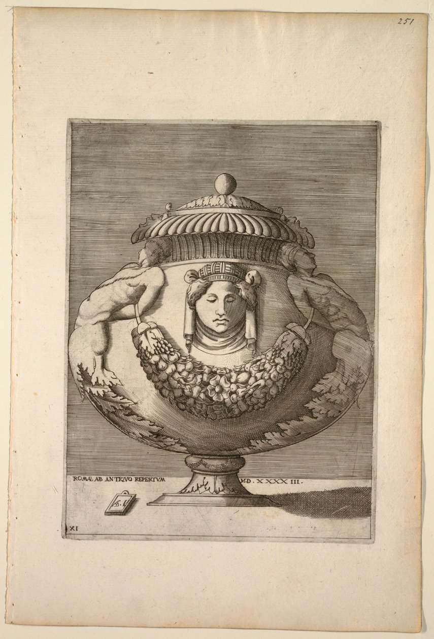 Vase Decorated with Figures, Rinceaux, and Festoons by Enea Vico