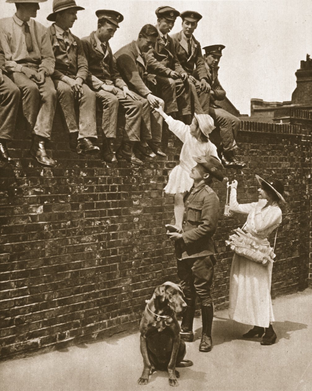 A tall Australian assists in selling roses to wounded soldiers: a Rose Day incident by English Photographer