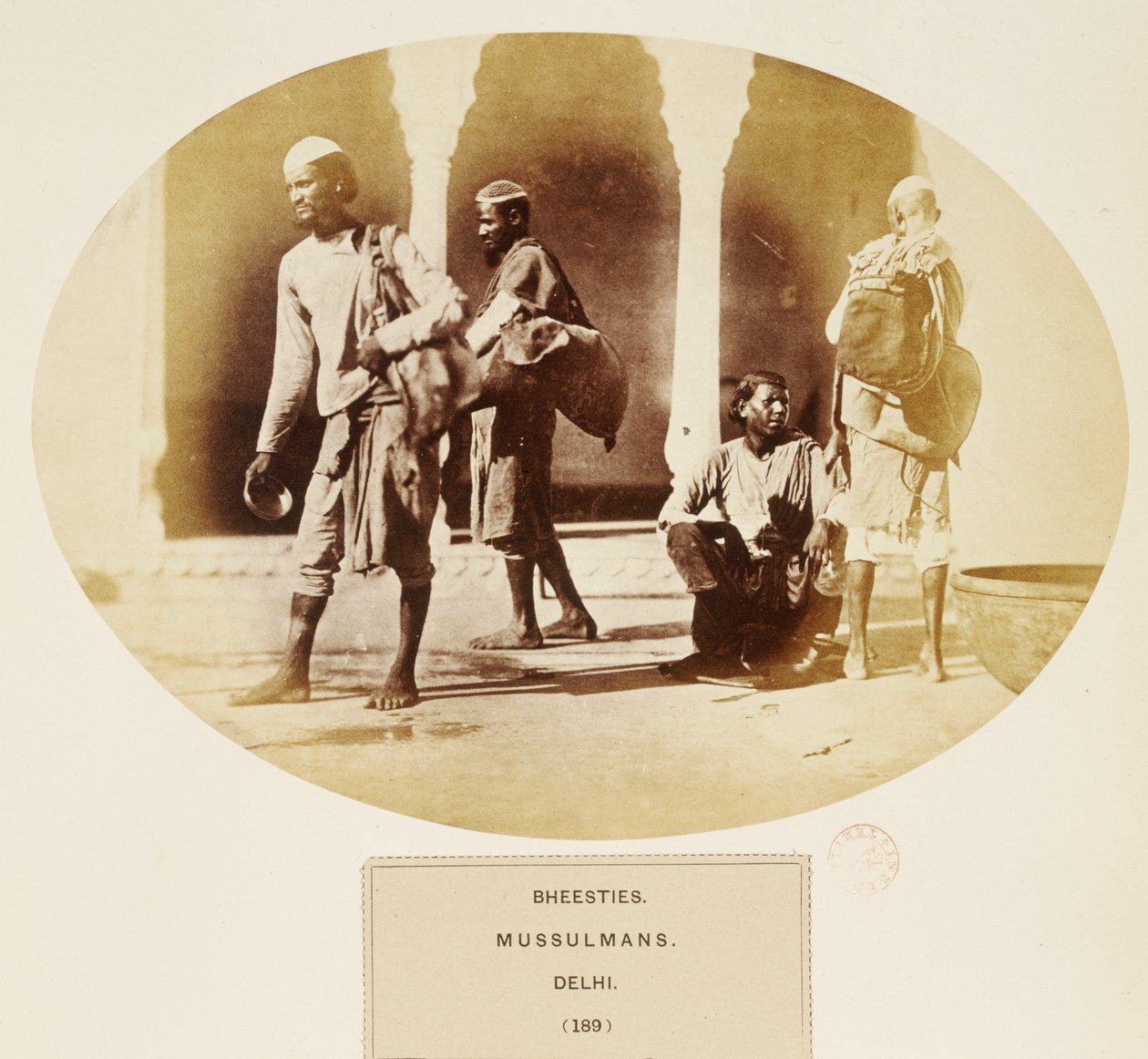 Bheesties, Mussulmans, Delhi, from The People of India, by J. Forbes Watson, published 1868 by English Photographer