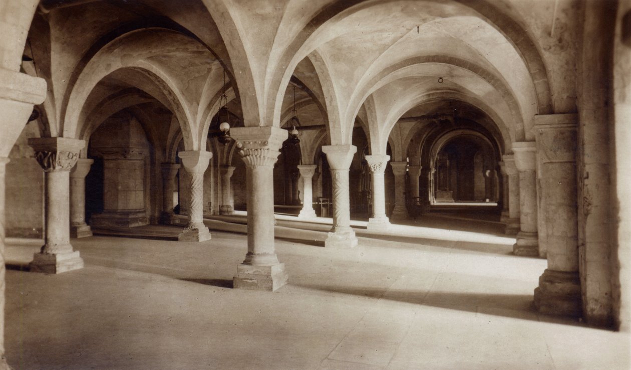 Crypt at Canterbury Cathedral, c.1920 by English Photographer
