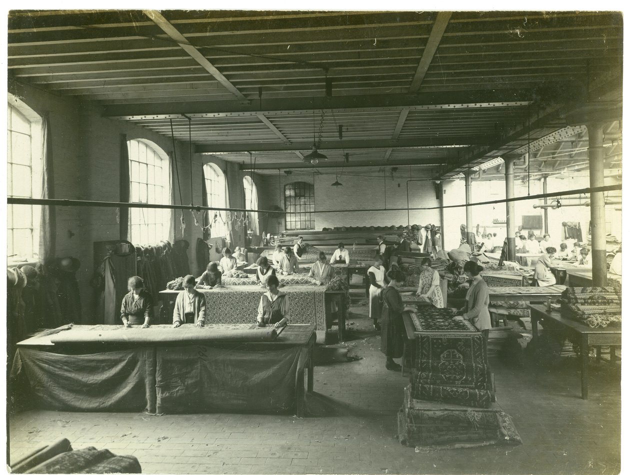 Finishing Room, Chenille Section, Carpet Factory, 1923 by English Photographer
