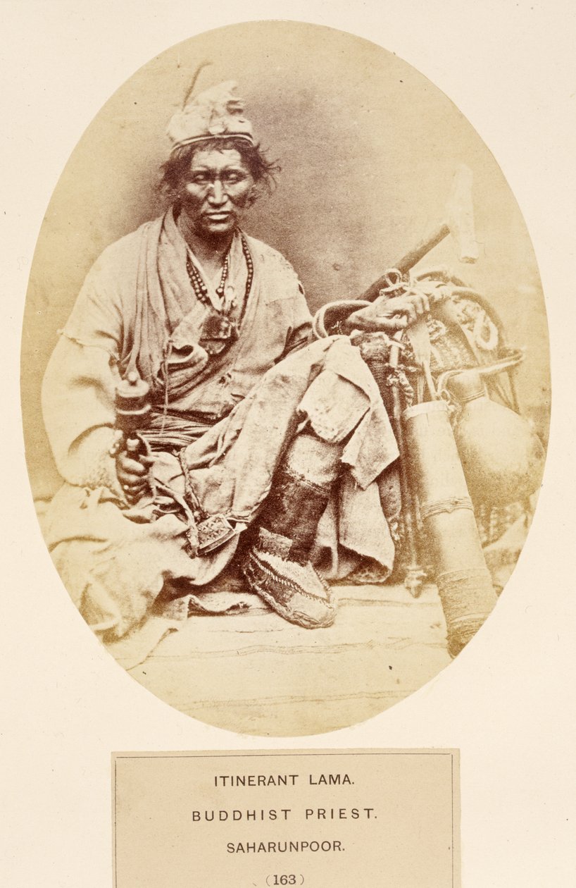 Itinerant Lama, Buddhist Priest, Saharunpoor, from The People of India, by J. Forbes Watson, published 1868 by English Photographer