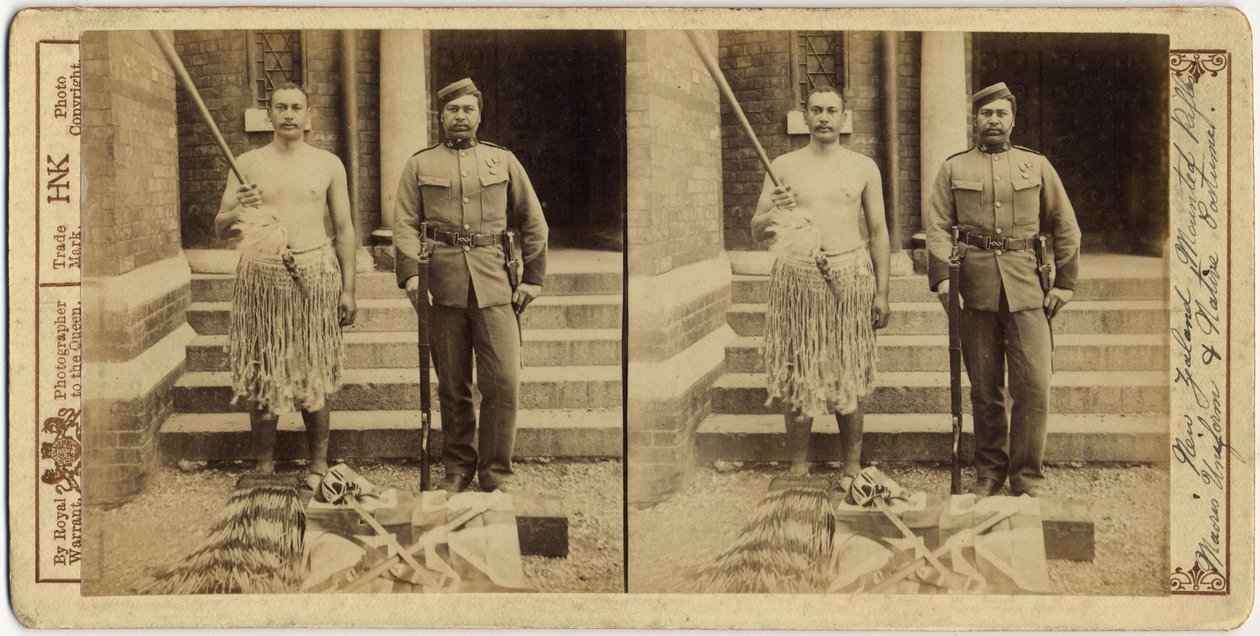 New Zealand Mounted Rifles. Maoris Uniform and Native Costume, 1897 by English Photographer