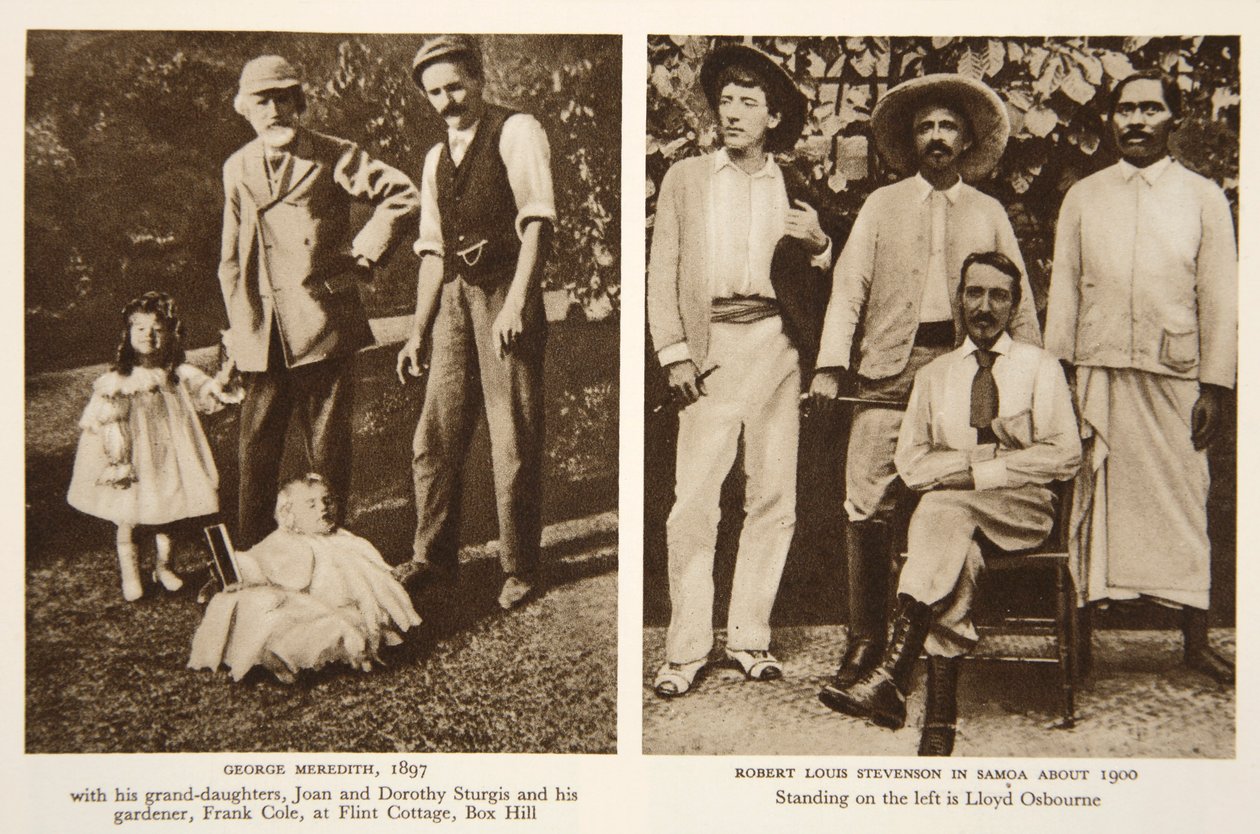 Portraits of George Meredith and Robert Louis Stevenson, photographs from The Times, 1890s by English Photographer