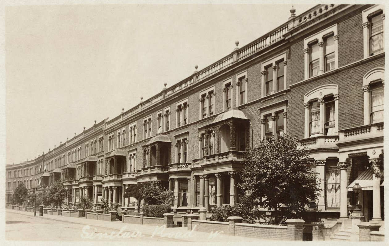Postcard depicting Sinclair Road in West London by English Photographer