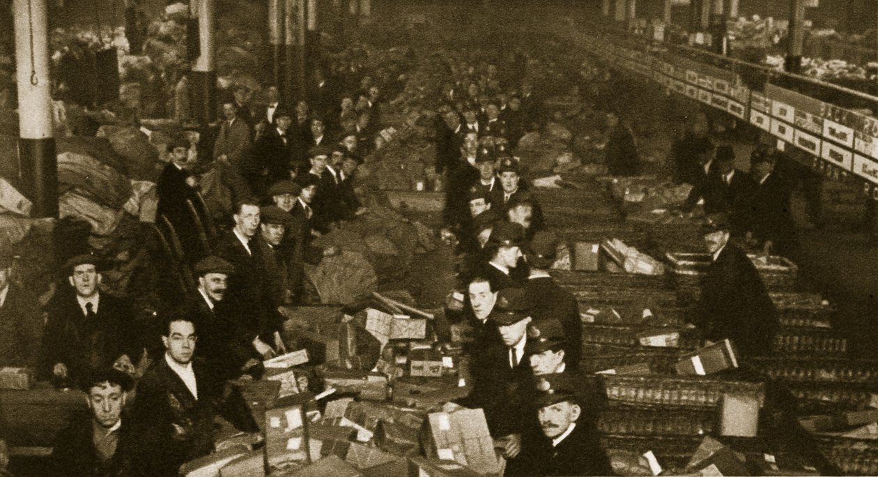 Sorting parcels at the Post Office, Mount Pleasant by English Photographer