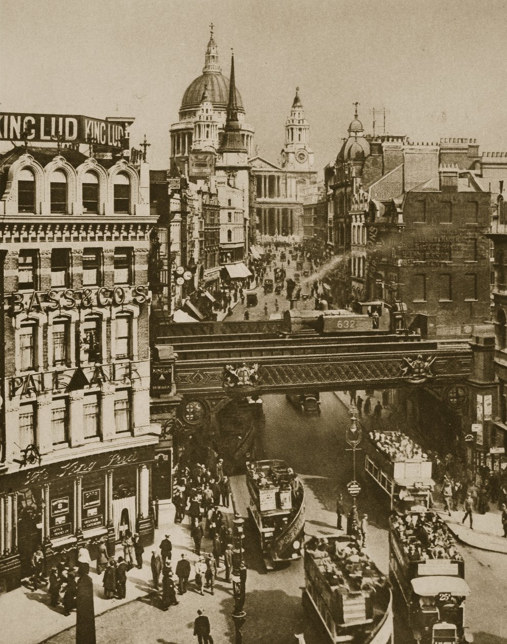 Spire of St. Martins Ludgate and St. Pauls Cathedral by English Photographer