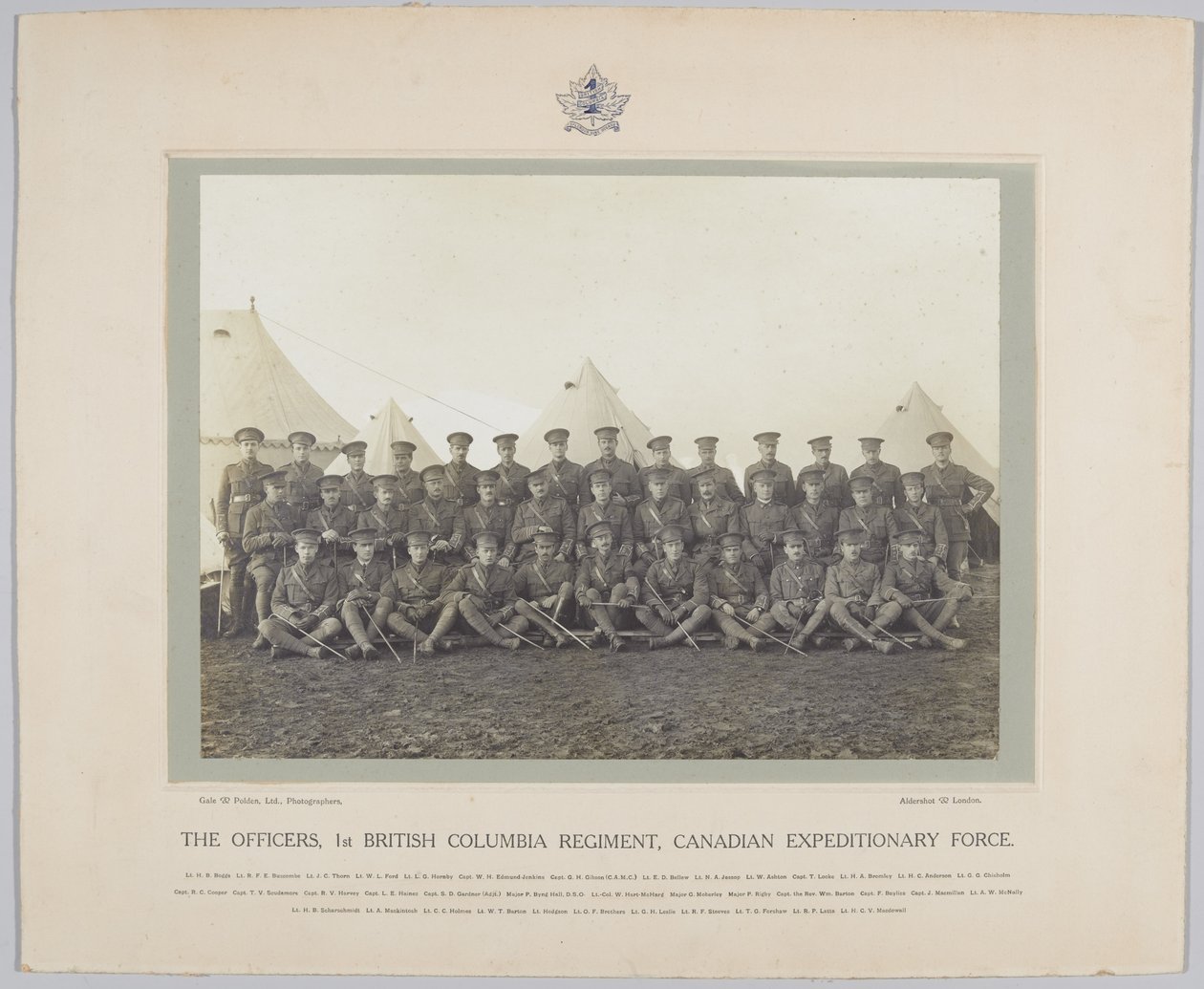 The Officers, 1st British Columbia Regiment, Canadian Expeditionary Force, 1918 by English Photographer