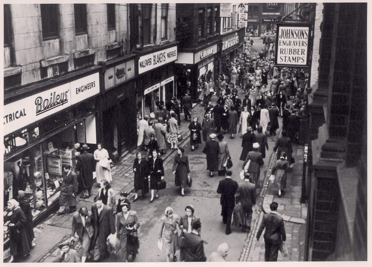 View of Shoppers in Trinity Street, Leeds, 1956 by English Photographer